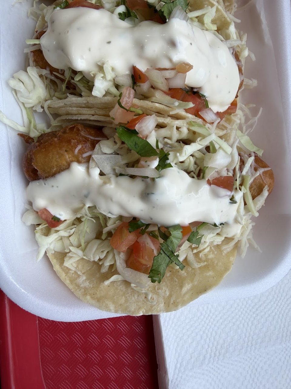 Battered Fish Tacos with Cabbage